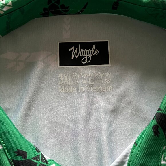 Waggle Polo Shirt Men 3XL Green Gator Tree AOP Performance Golf Stretch Tech - Picture 5 of 7